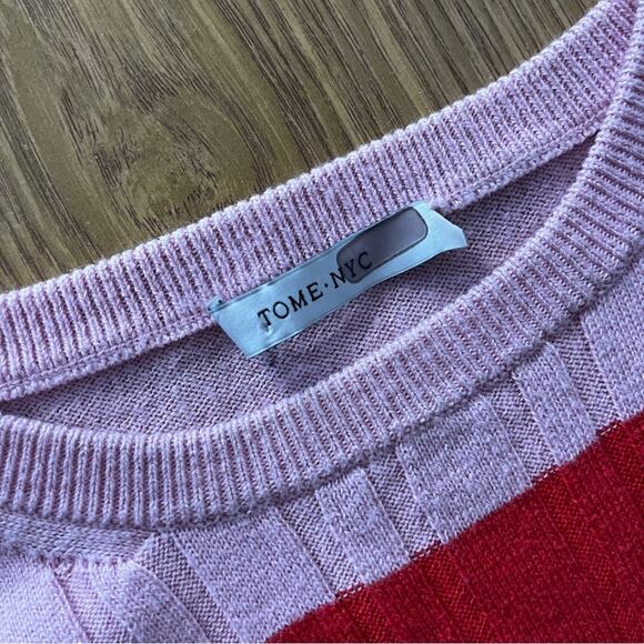 Tome Merino Wool Blend Colorblock sweater pink - 8 - Picture 12 of 14